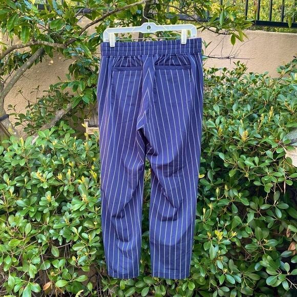Athleta Women's Navy Blue White Striped Mid-Town Jogger/Pants Size 10. EUC - Picture 2 of 6